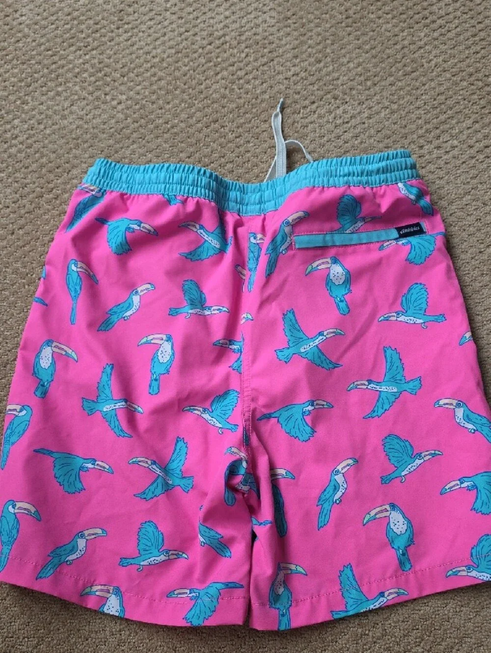 chubbies Pink and Turquoise Elastic Swim Shorts Youth XL